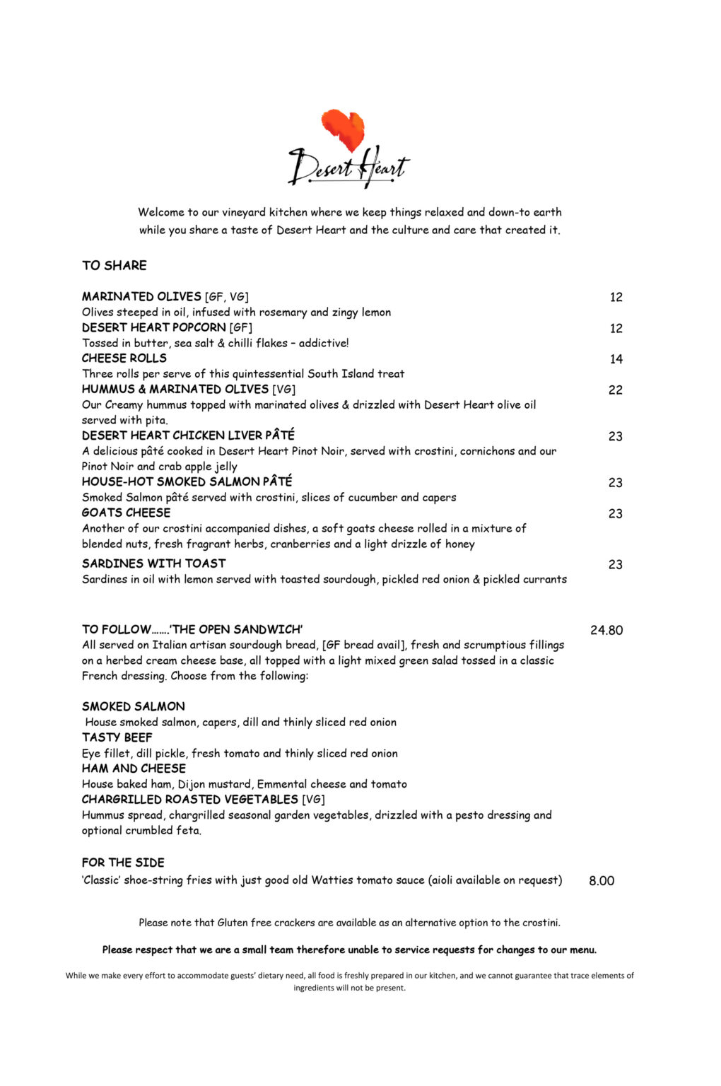 Cellar door and cafe Desert Heart